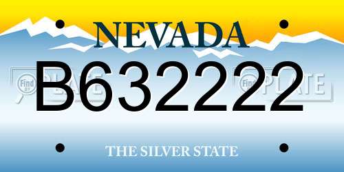 B632222 Nevada License Plate