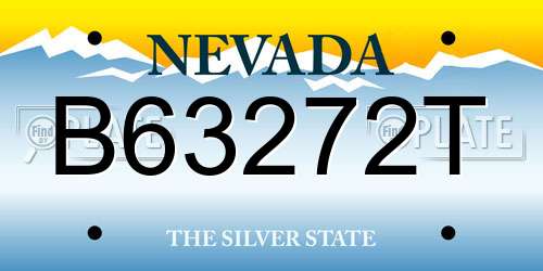 B63272T Nevada License Plate