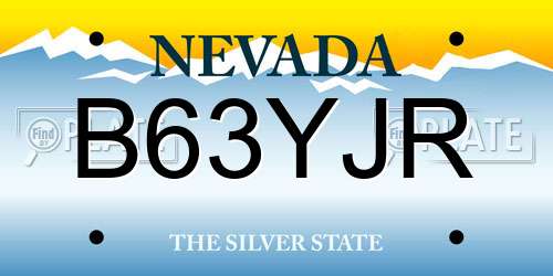 B63YJR Nevada License Plate