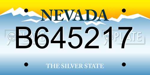 B645217 Nevada License Plate