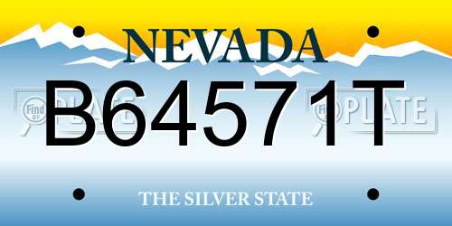 B64571T Nevada License Plate