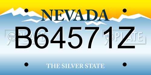 B64571Z Nevada License Plate