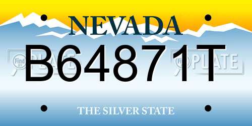 B64871T Nevada License Plate