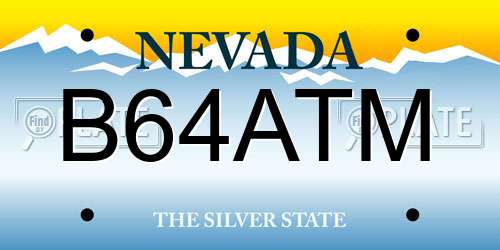 B64ATM Nevada License Plate