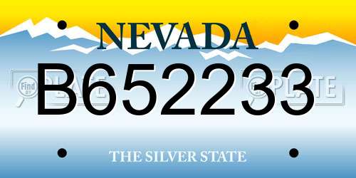 B652233 Nevada License Plate