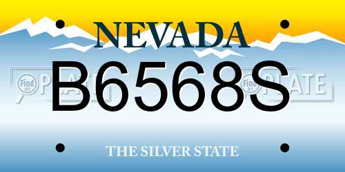 B6568S Nevada License Plate