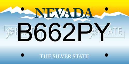 B662PY Nevada License Plate