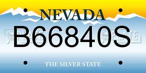 B66840S Nevada License Plate