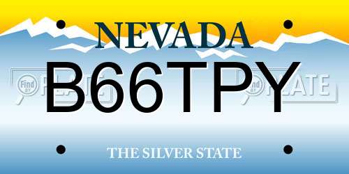 B66TPY Nevada License Plate