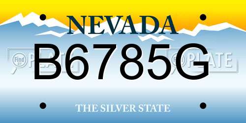 B6785G Nevada License Plate