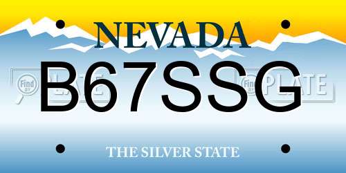 B67SSG Nevada License Plate