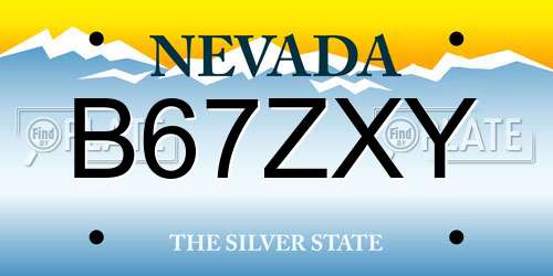 B67ZXY Nevada License Plate
