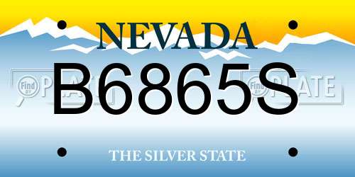 B6865S Nevada License Plate