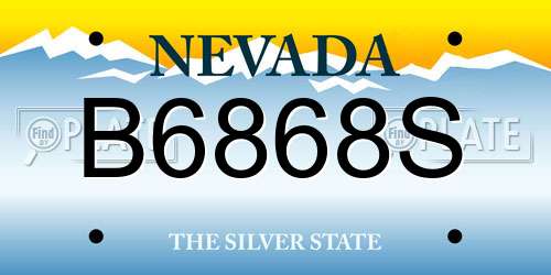 B6868S Nevada License Plate
