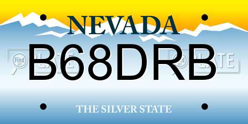 B68DRB Nevada License Plate