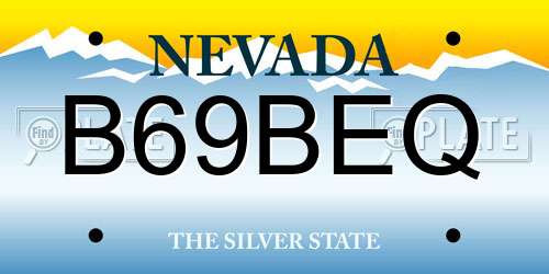 B69BEQ Nevada License Plate