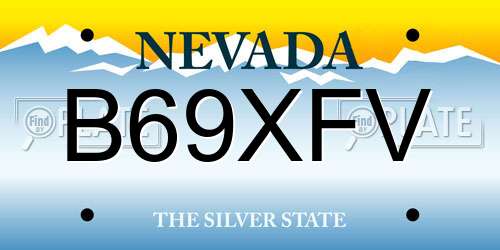 B69XFV Nevada License Plate