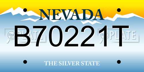 B70221T Nevada License Plate