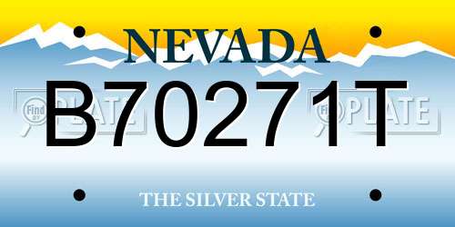 B70271T Nevada License Plate