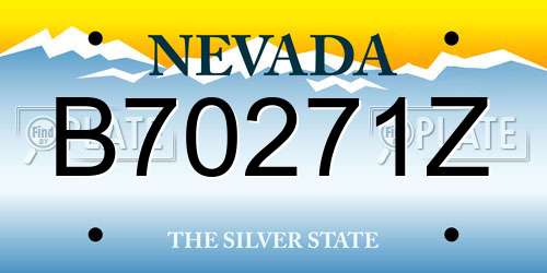 B70271Z Nevada License Plate