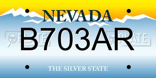 B703AR Nevada License Plate