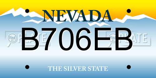 B706EB Nevada License Plate
