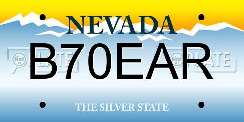 B70EAR Nevada License Plate