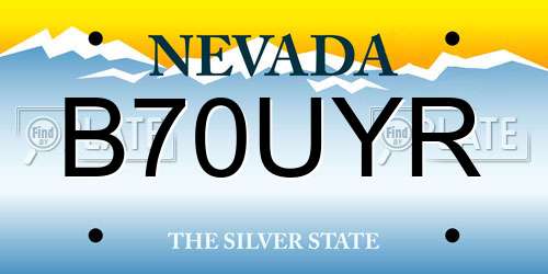 B70UYR Nevada License Plate
