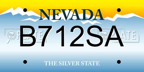 B712SA Nevada License Plate