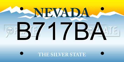 B717BA Nevada License Plate