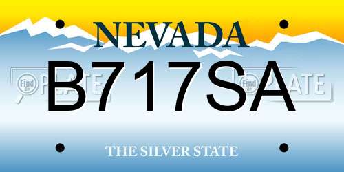 B717SA Nevada License Plate