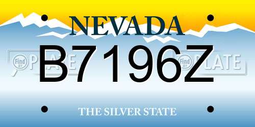 B7196Z Nevada License Plate