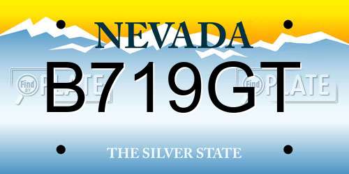 B719GT Nevada License Plate