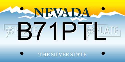 B71PTL Nevada License Plate