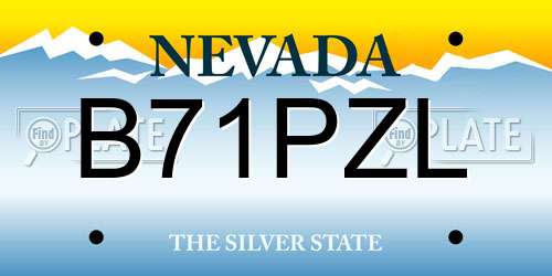 B71PZL Nevada License Plate