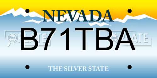 B71TBA Nevada License Plate