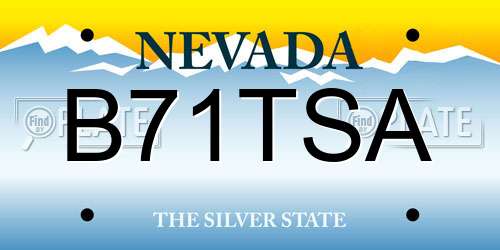 B71TSA Nevada License Plate
