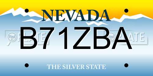 B71ZBA Nevada License Plate