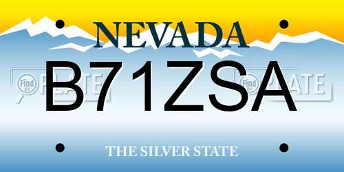 B71ZSA Nevada License Plate