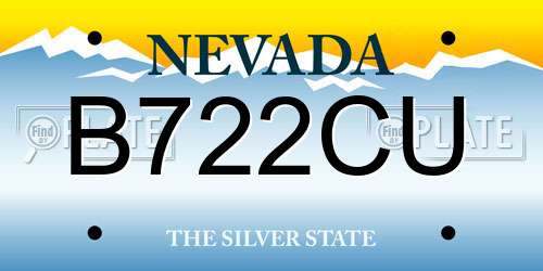 B722CU Nevada License Plate