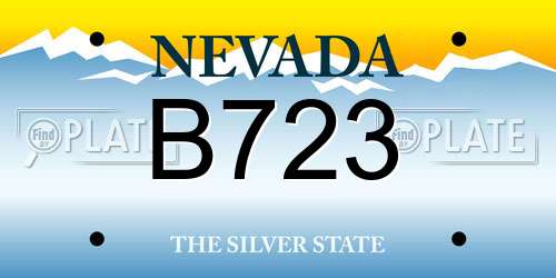 B723 Nevada License Plate