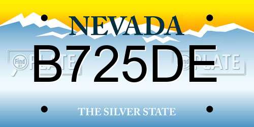 B725DE Nevada License Plate