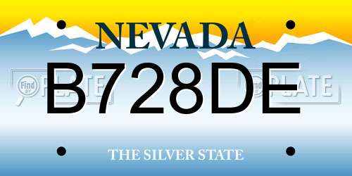 B728DE Nevada License Plate