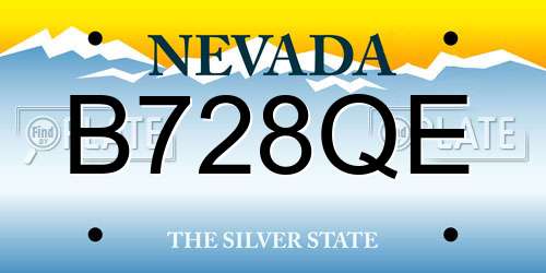B728QE Nevada License Plate