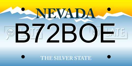 B72BOE Nevada License Plate