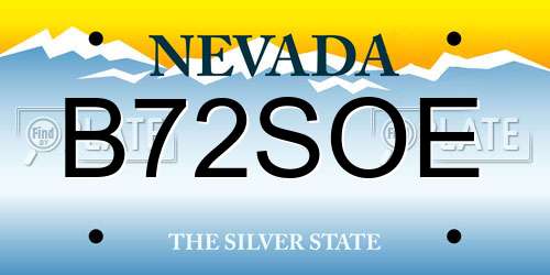 B72SOE Nevada License Plate