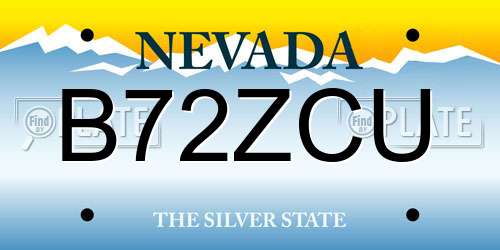 B72ZCU Nevada License Plate