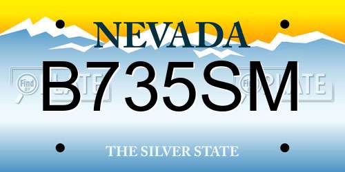 B735SM Nevada License Plate