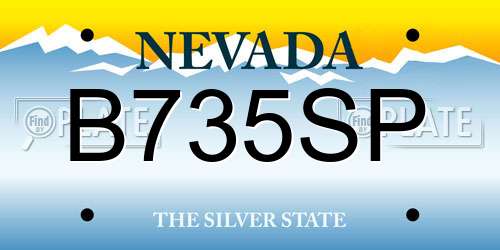 B735SP Nevada License Plate