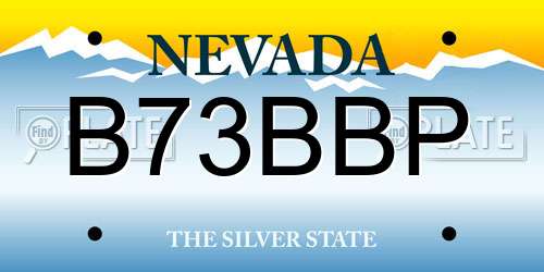 B73BBP Nevada License Plate